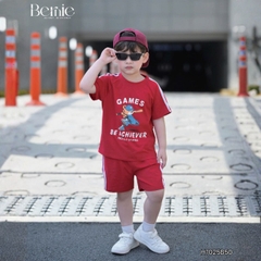 Set bộ cộc phong cách thể thao áo cotton họa tiết Home run kèm quần short cho bé trai size 9 tới 28kg BERNIE H1025B50
