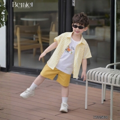 Set sơ mi 3CT Little Surfer cho bé trai áo sơ mi áo ba lỗ và quần short cho bé trai size 11 tới 28kg BERNIE H1225B30