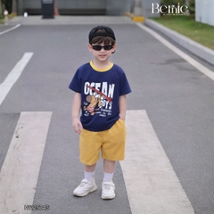 Set bộ tay ngắn đi chơi đi biển cho bé trai Ocean boy áo thun và quần short kaki size 9 tới 28kg BERNIE H1125B45