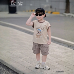 Set bộ tanktop áo thun họa tiết Poppy năng động kèm quần short cho bé trai  size 9 đến 25kg BERNIE T1125B06