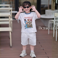 Set bộ tay ngắn đi chơi đi biển cho bé trai áo loang Houd và quần short kaki size 9 tới 28kg BERNIE T1125B15