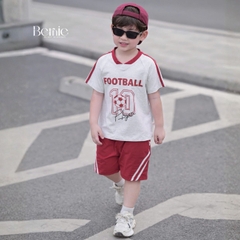 Set bộ thể thao Football cho bé trai áo tay ngắn họa tiết in chữ và số 10 kèm quần short size 9 tới 28kg BERNIE H1125B36