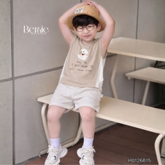 Set đồ ba lỗ bé trai Cún nhỏ tinh nghịch phong cách hàn quốc kèm quần size 9 tới 25kg BERNIE H0126B15