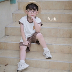 Set bộ tanktop cho bé trai họa tiết Brownie phong cách hàn quốc kèm quần short size 9 tới 28kg BERNIE T0326B46