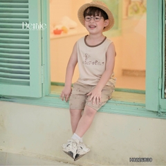 Set bộ ba lỗ cho bé trai in tràn động vật ngộ ngĩnh kèm quần short size 9 tới 25kg BERNIE H0226B30