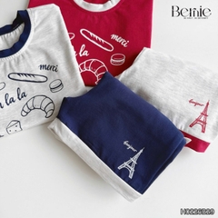 Set bộ cho bé trai áo tanktop họa tiết Bonjour phối màu kèm quần short size 9 tới 28kg BERNIE H0226B29