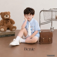 Set sơ mi 3CT Little Charm cho bé trai áo sơ mi và quần short kèm cà vạt rời size 9 tới 28kg BERNIE T0326B31