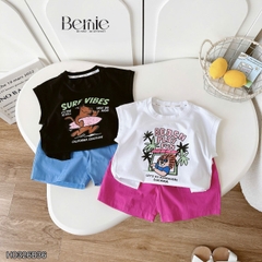 Set bộ unisex cho bé trai bé gái áo thun tanktop Style kèm quần short đi chơi đi biển size 1 tới 7 tuổi BERNIE H0326B36