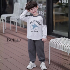 Set bộ thun dài tay áo phối màu Dino Team kèm quần dài cho bé trai size 9 tới 25kg BERNIE H0426B17
