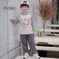 Set bộ dài tay cho bé trai áo thun raplang phối màu Dog ngộ nghĩnh kèm quần dài size 9 tới 26kg BERNIE V0426B34
