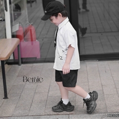  Set sơ mi 3CT cho bé trai áo tay ngắn phối cà vạt kèm quần short bé đi học đi chơi 11 tới 28kg BERNIE H0326B45