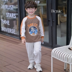 Set bộ dài tay áo thun raplang phối màu Space Dog kèm quần dài cho bé trai size 9 tới 25kg BERNIE T0526B19