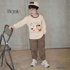 Set bộ cotton áo tay dài phối cổ Picnic Bear kèm quần dài cho bé trai size 9 tới 25kg BERNIE V0526B28