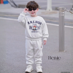 Set bộ dài cho bé trai chất nỉ 2 da áo họa tiết Little Monkey kèm quần dài cho bé trai size 9 tới 28kg BERNIE H1025B81