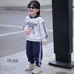 Set bộ thể thao áo hoodie bóng chày tay dài phối màu kèm mũ và quần dài cho bé trai 11 tới 28kg BERNIE V0426B38