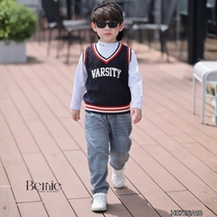 Áo gile len vặn thừng phong cách hàn quốc Varsity cho bé trai size 9 tới 25kg BERNIE H0726A18