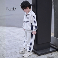 Set bộ thể thao bé trai áo hoodie tay dài cố phối dây kéo kèm quần dài BNE SPORTY 11 tới 28kg BERNIE T0526B17