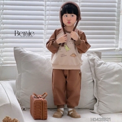 Set bộ thu đông phong cách Cool Dragon cho bé trai áo tay dài raplang kèm quần size 9 tới 26kg BERNIE H0426B21