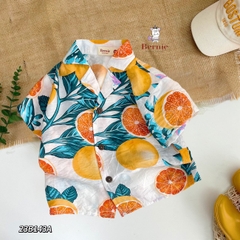 Áo sơ mi đũi đi biển cho bé trai bé gái họa tiết nổi bật áo đi chơi sành điệu 1 đến 7 tuổi BERNIE