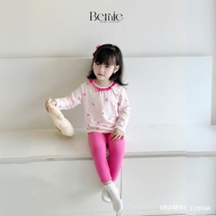 Set bộ dài thun dàì tay thu đông cotton họa tiết dễ thương viền bèo bé gái đi chơi đi học 1đến 7t BERNIE 0624B41