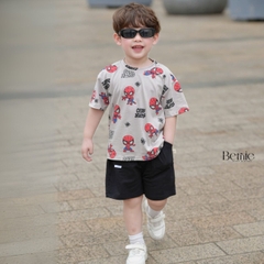 Set bộ siêu nhân Super hero tay ngắn cho bé trai kèm quần short size 9 tới 28kg  BERNIE H1124B40