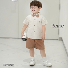 Set sơ mi bé trai công tử kèm nơ cho bé thôi nôi sinh nhật sự kiện size 9 tới 28kg BERNIE T1124B23