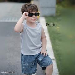 Áo thun áo ba lỗ cho bé trai thun cotton bozip thêu cún dễ thương size 1 đến 7 tuổi BERNIE T0225A24