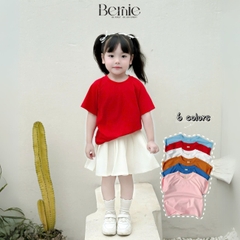 Áo thun unisex tay ngắn raplang chất cotton cho bé mặc đi học đi chơi 1 tới 7 tuổi BERNIE 0624A03