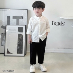 Áo sơ mi trắng dài tay cổ trụ, cổ tàu cho bé trai size 1 tuổi tới 7 tuổi Bernie T0625A26