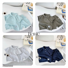 Set bộ polo thun cotton cho bé trai áo thun tay ngắn đính tag logo kèm quần short size 1 đến 7 tuổi BERNIE H0225B35