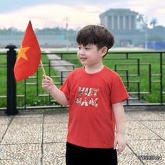 Áo thun tay ngắn unisex cho bé trai bé gái họa tiết in chữ Độc lập - Tự do size 9 tới 25kg BERNIE H0425A57