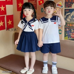 Set thủy thủ bé trai bé gái học sinh thêu lá cờ đỏ yêu nước Việt Nam 1 đến 8 tuổi Bernie H0625B08
