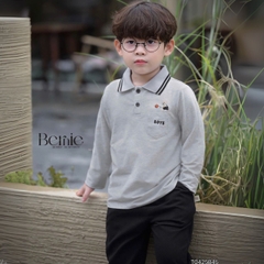 Set bộ polo dài tay chất polo cá sấu họa tiết thêu Gấu Boy kèm quần kaki dài cho bé trai size 1 đến 7 tuổi BERNIE T0425B45