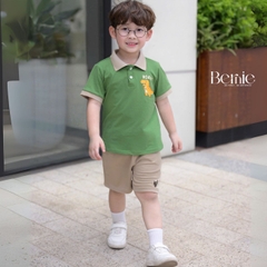 Set bộ polo tay ngắn họa tiết khủng long và ô tô kèm quần short đùi bé trai 9 tới 28kg BERNIE T0725B61