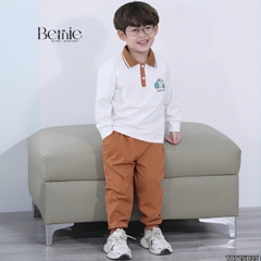 Set bộ polo thun cotton dài tay áo polo họa tiết hình in kèm quần dài cho bé trai size 9 tới 28kg BERNIE T0725B35