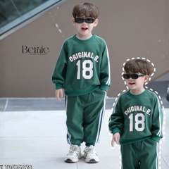 Set bộ dài thể thao unisex họa tiết hình in Double kèm quần dài cho bé trai bé gái size 9 tới 28kg BERNIE T0625B35