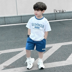 Set đồ thun tay ngắn basic phối màu cho bé trai mùa hè Hello summer size 1 đến 7 tuổi BERNIE H0225B32