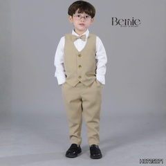 Set bộ vest hoàng gia 6 chi tiết dài tay màu nâu bé trai đi tiệc đi sự kiện size 9 tới 28kg BERNIE H0725B71