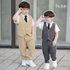  Set vest gi lê cộc tay quần dài Luxe 4 chi tiết cho bé trai phong cách Hàn quốc size 8 tới 25kg BERNIE H0725B85