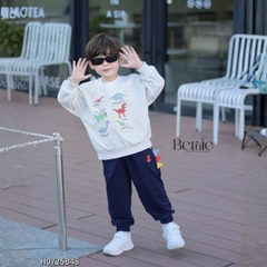 Set bộ Tiny Dino thun da cá dài tay phối màu họa tiết khủng long kèm quần dài size 9 tới 28kg BERNIE H0725B48