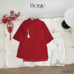 Set áo dài cách tân kèm quần cho bé trai chất lụa vân Thiên tử mặc Tết size 9 đến 25kg BERNIE H0925B11