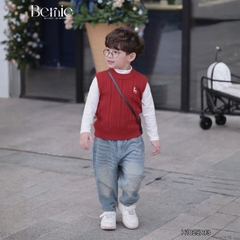 Áo gile len dệt unisex bé trai bé gái phối hình thêu Tuần lộc phong cách hàn quốc 1 đến 7 tuổi BERNIE H1025A13