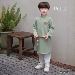 Set áo dài cách tân kèm quần cho bé trai chất lụa vân Thiên tử mặc Tết size 9 đến 25kg BERNIE H0925B11