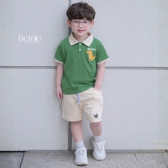 Set bộ polo tay ngắn họa tiết khủng long và ô tô kèm quần short đùi bé trai 9 tới 28kg BERNIE T0725B61