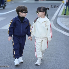 Set áo khoác thể thao khóa kéo cổ đứng kèm quần bo chun cho bé trai bé gái phong cách basic cao cấp size 1 đến 7 tuổi BERNIE H0925B36