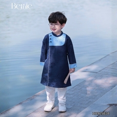 Set áo dài cách tân kèm quần cho bé trai gấm vân mây Minh quân mặc Tết size 11 đến 28kg BERNIE H0925B34