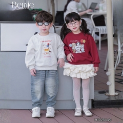 Áo thun áo nỉ lót lông tay dài họa tiết nghộ nghĩnh nhiều màu cho bé trai bé gái size 11 tới 28kg BERNIE H1025A49