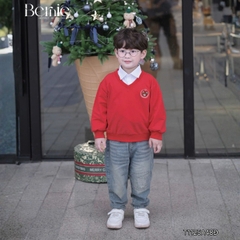 Áo thun Sweater dài tay Gấu họa tiết thêu gấu cho bé trai bé gái 1 đến 7 tuổi BERNIE T1125A48Đ