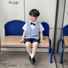  Set vest gi lê tay ngắn 4 chi tiết phối màu Classic Boy cho bé trai phong cách Hàn quốc size 8 tới 25kg BERNIE T1025B03