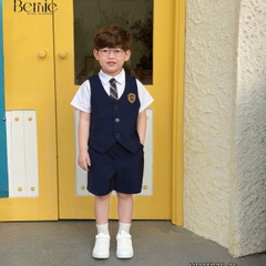 Set vest gile đồng phục đôi học sinh phong cách hàn quốc cho bé trai bé gái kèm cà vạt size 9 tới 28kg BERNIE H1125B25